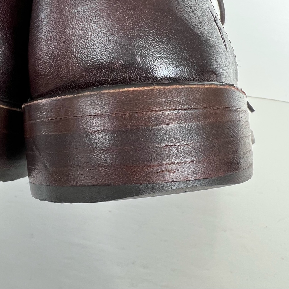 ♦️SOLD♦️FRYE Dark Brown Leather Braided Back Lace Up Chukka Ankle Boots Sz - Picture 12 of 16